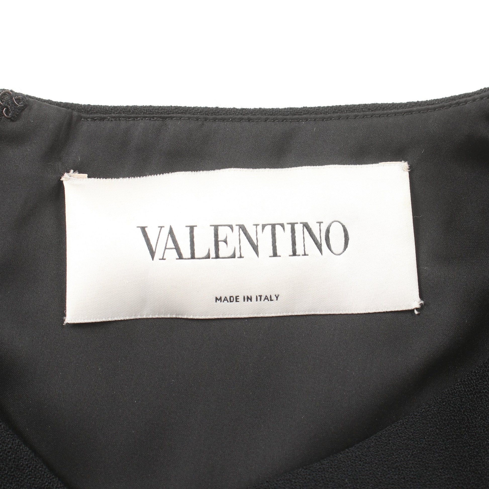 ワンピース Vネック ウール ブラック 袖フリル ギャザー ヴァレンティノ ワンピース VALENTINO