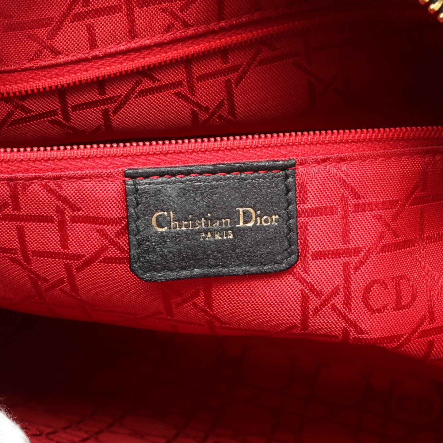 レディディオール カナージュ ラージ ハンドバッグ レザー ブラック クリスチャンディオール バッグ Christian Dior