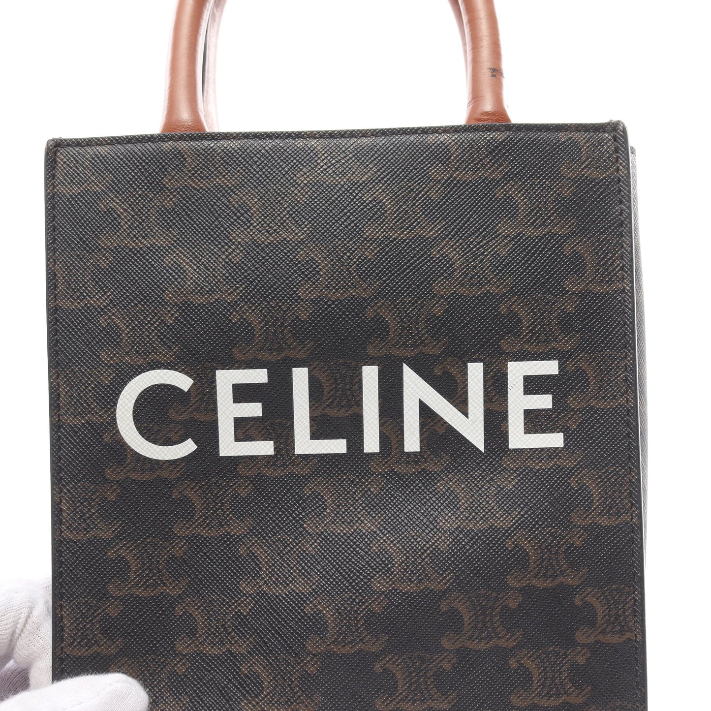 ミニ バーティカルカバ トリオンフ ハンドバッグ PVC レザー ブラック ブラウン 2WAY セリーヌ バッグ CELINE