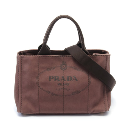 CANAPA カナパ ハンドバッグ トートバッグ キャンバス ダークブラウン 2WAY プラダ バッグ PRADA