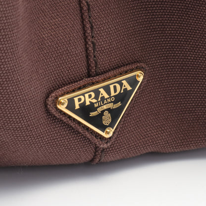 CANAPA カナパ ハンドバッグ トートバッグ キャンバス ダークブラウン 2WAY プラダ バッグ PRADA