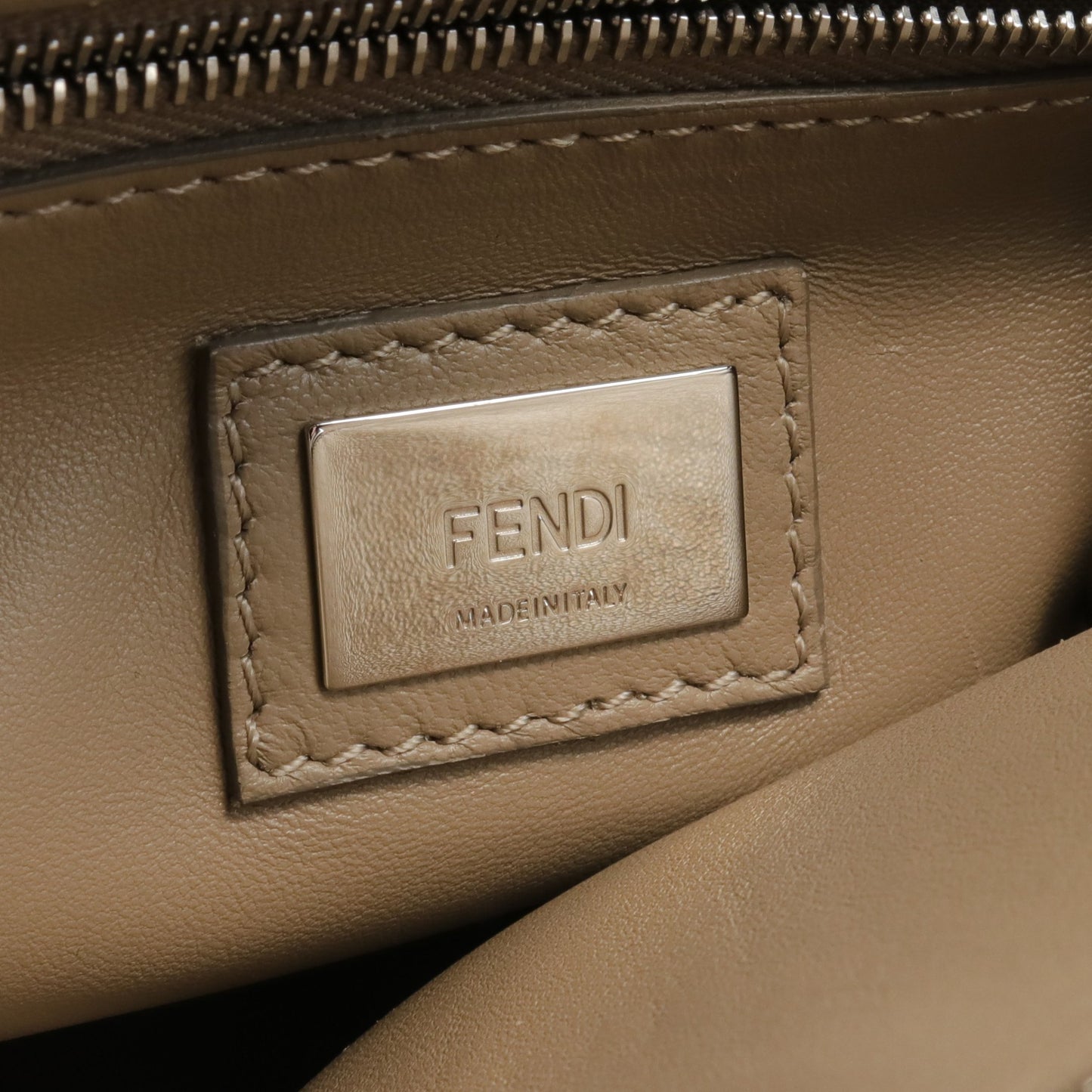 ミニピーカブー ハンドバッグ レザー グレーベージュ 2WAY フェンディ バッグ FENDI