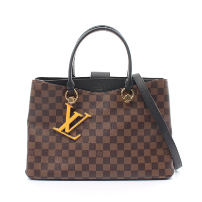 LVリバーサイド ダミエエベヌ ハンドバッグ PVC レザー ブラウン 2WAY ルイヴィトン バッグ LOUIS VUITTON