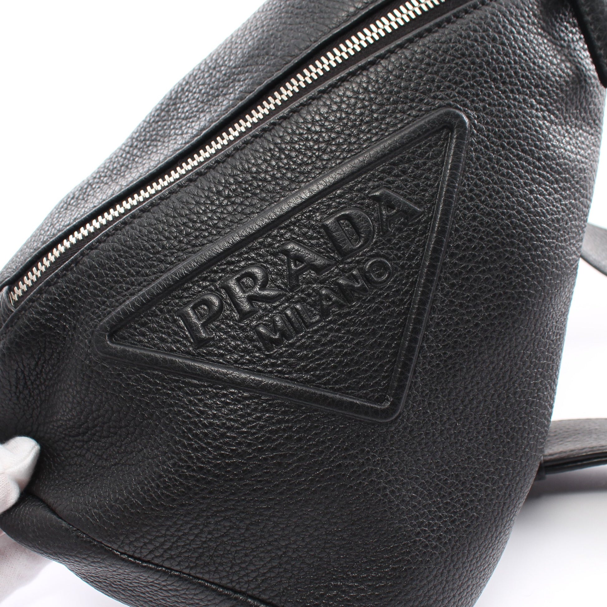 VITELLO DAINO ボディバッグ レザー ブラック プラダ バッグ PRADA