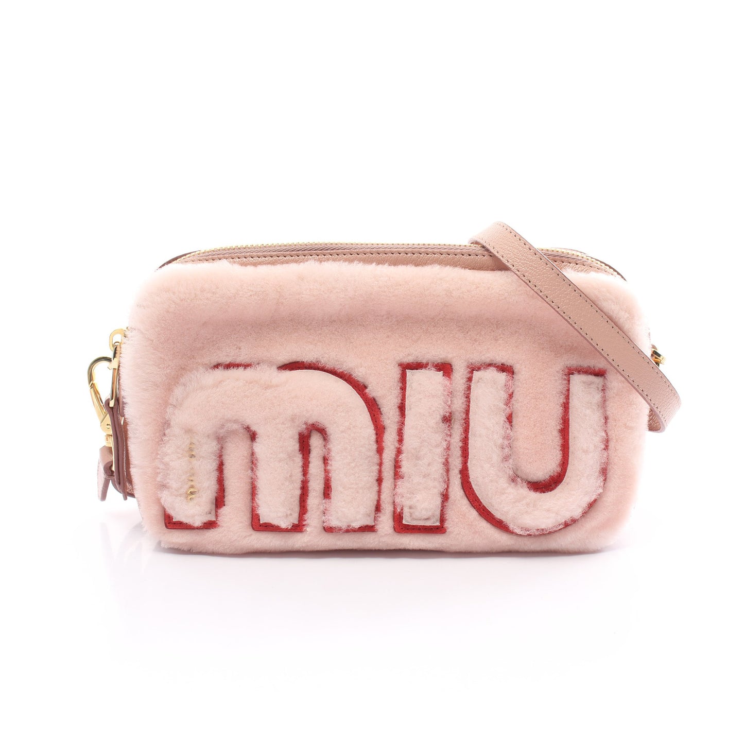 ショルダーバッグ ロゴ ファー レザー ピンク ミュウミュウ バッグ miu miu