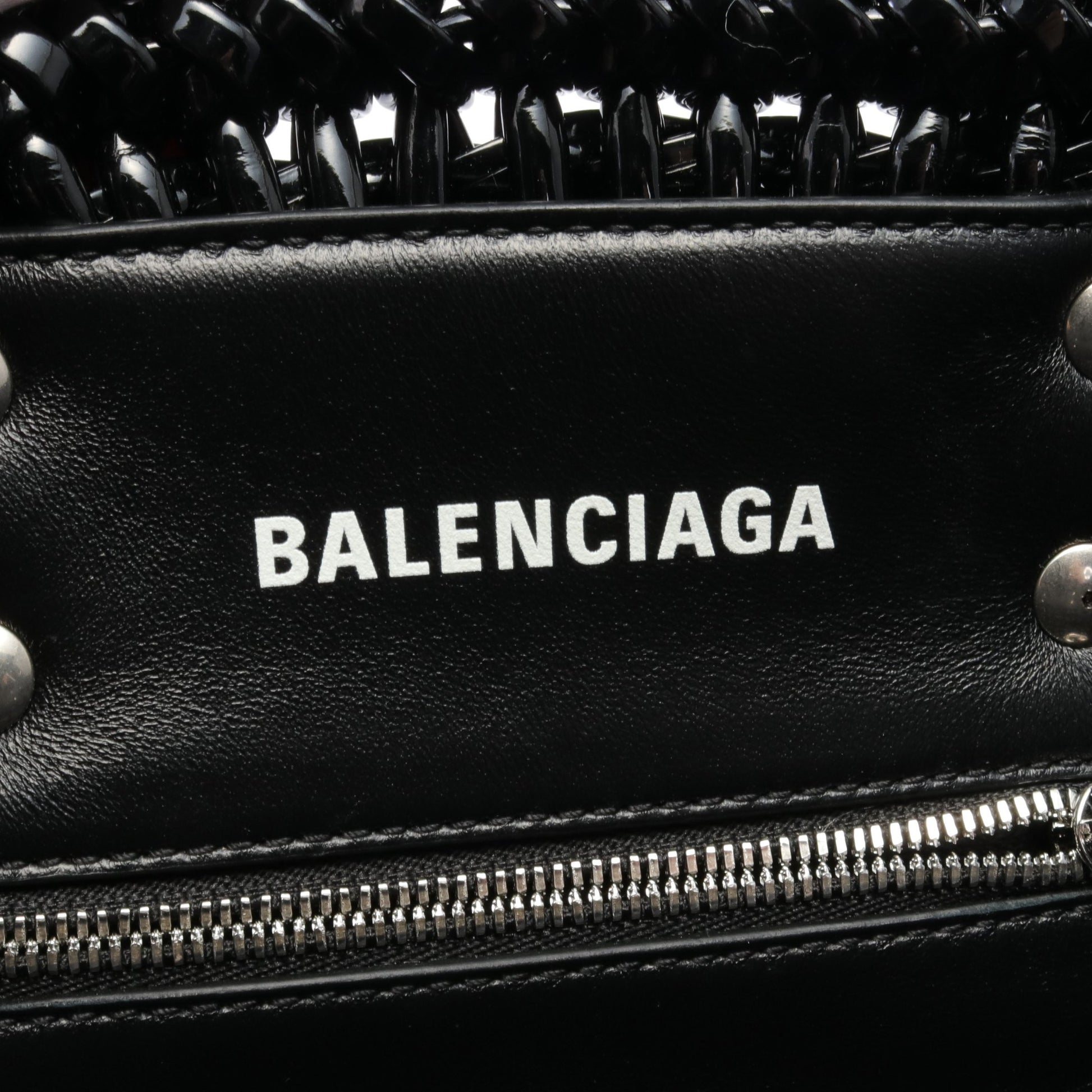 BISTRO XS ビストロ バスケットバッグ ハンドバッグ トートバッグ エナメル ブラック 2WAY バレンシアガ バッグ BALENCIAGA