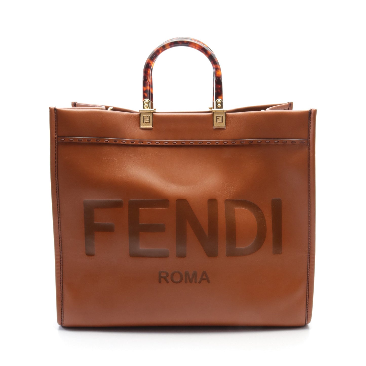 サンシャイン ラージ ハンドバッグ トートバッグ レザー ライトブラウン フェンディ バッグ FENDI