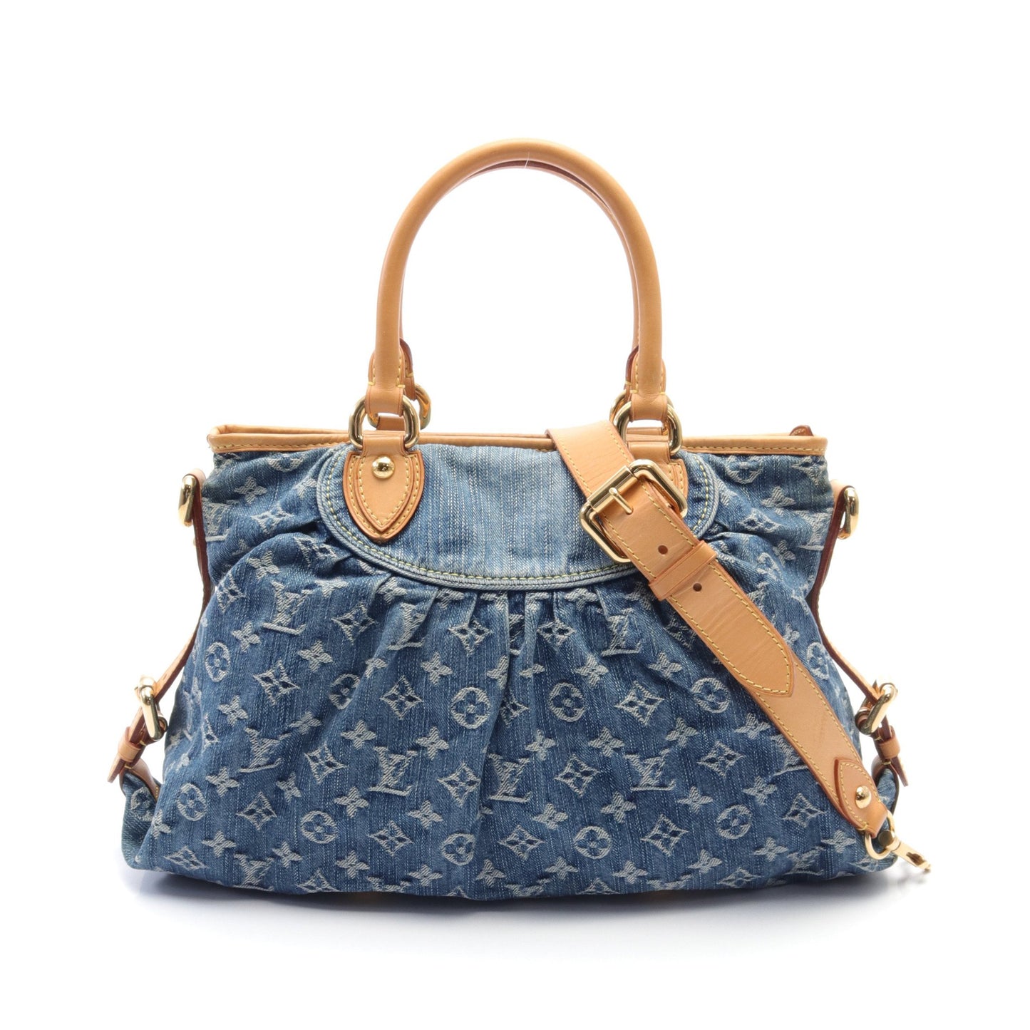 ネオカヴィ モノグラムデニム ハンドバッグ デニム レザー ブルー 2WAY ルイヴィトン バッグ LOUIS VUITTON