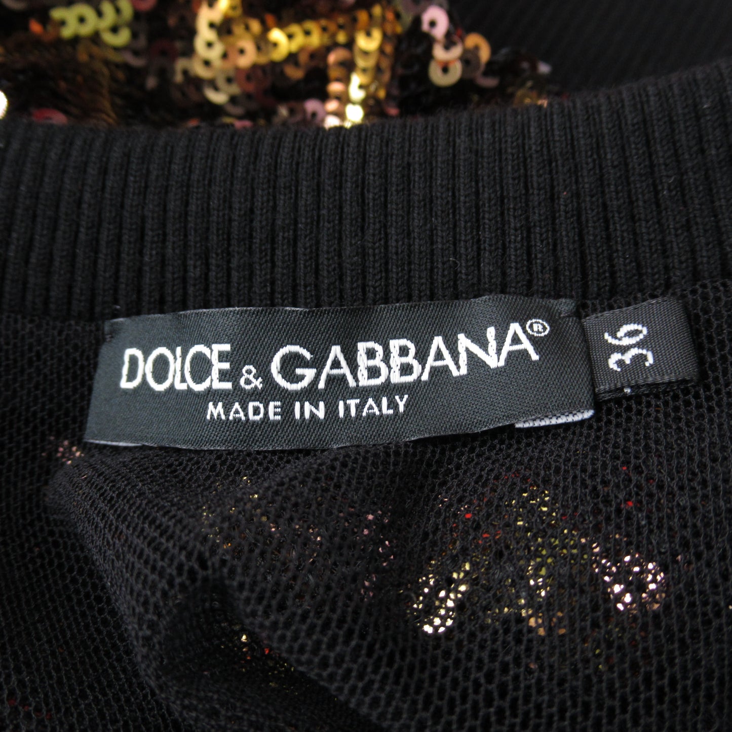 スパンコールニットベスト ニット ポリアミド ブラック ゴールド ドルチェアンドガッバーナ トップス DOLCE&GABBANA