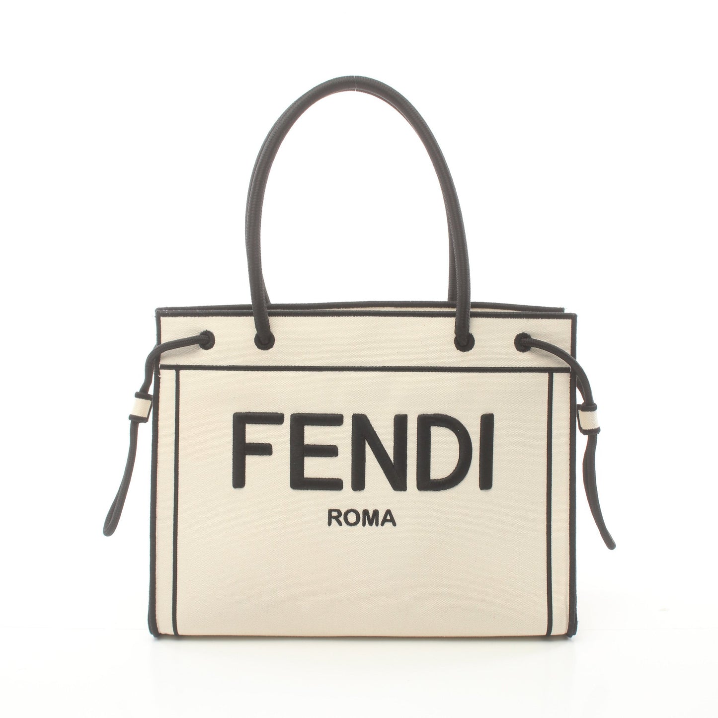 ショルダーバッグ トートバッグ キャンバス オフホワイト ブラック ロゴ フェンディ バッグ FENDI