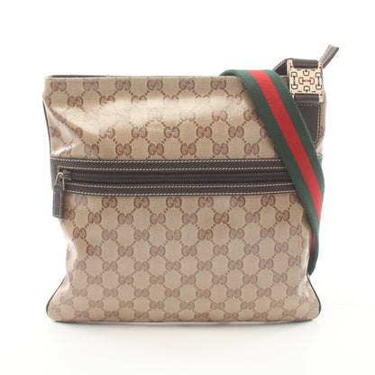 GGクリスタル シェリーライン ホースビット ショルダーバッグ コーティングキャンバス レザー ベージュ マルチカラー グッチ バッグ GUCCI