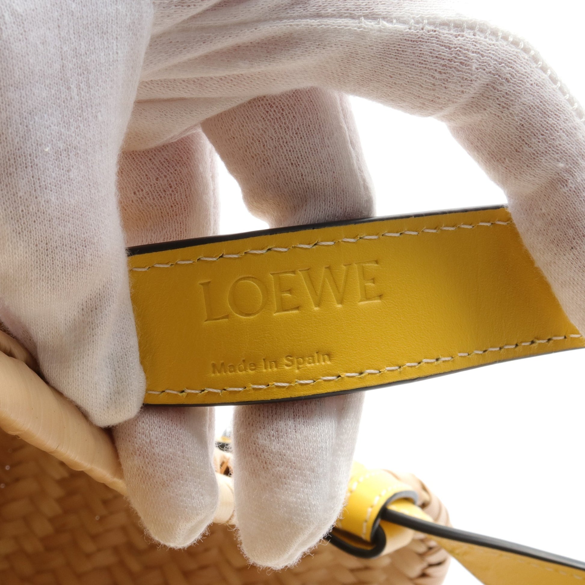 バスケットバッグ S スモール かごバッグ ハンドバッグ ラフィア レザー ベージュ イエロー ロエベ バッグ LOEWE