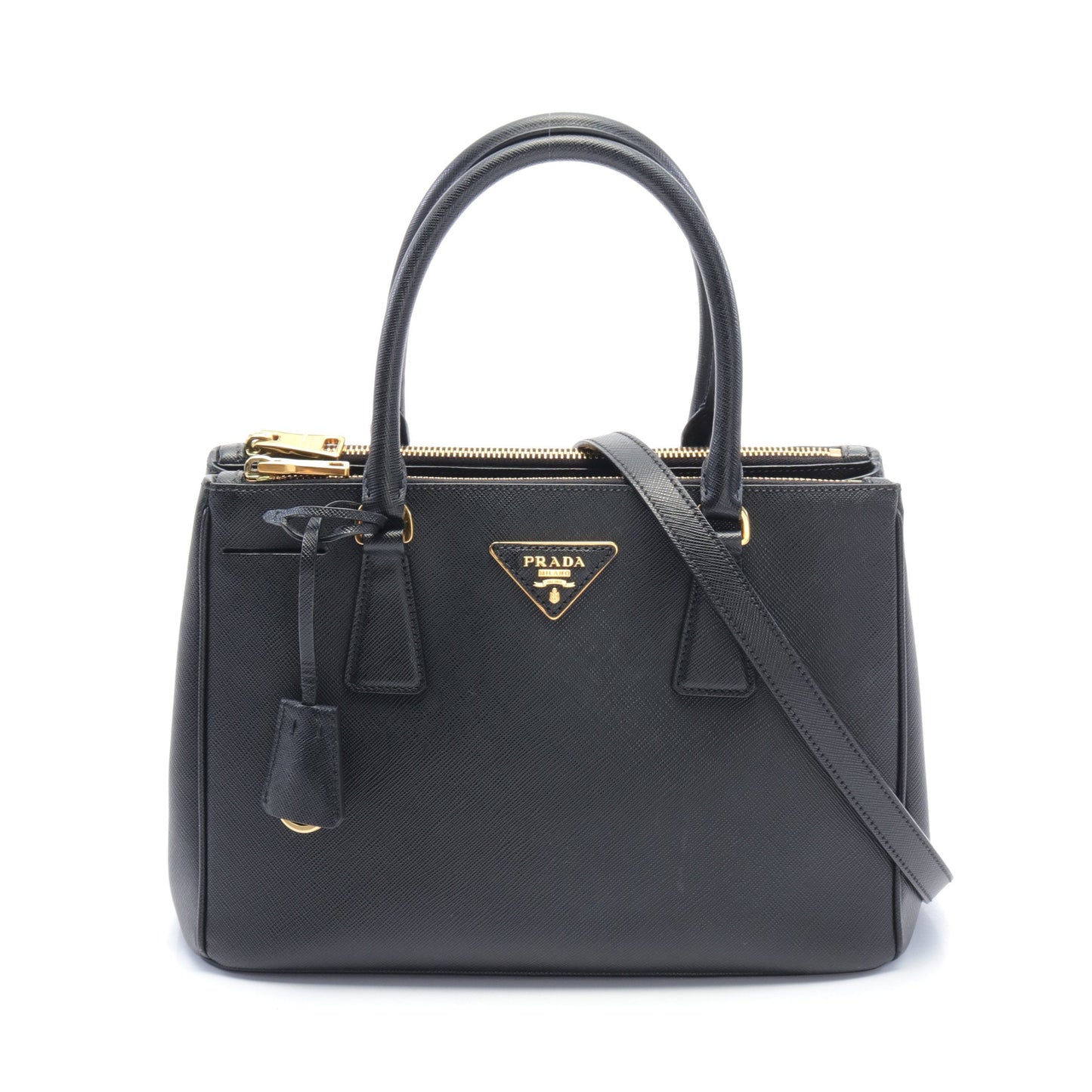 SAFFIANO LUX ガレリア ハンドバッグ サフィアーノレザー ブラック 2WAY プラダ バッグ PRADA