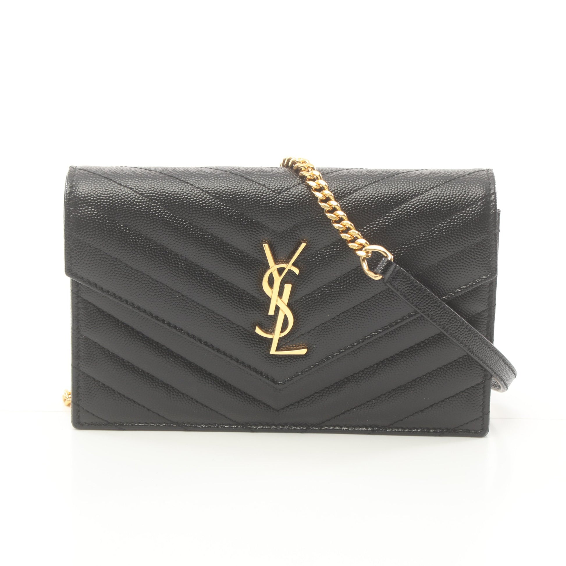 カサンドラ エンベロープ チェーンウォレット レザー ブラック イヴサンローラン バッグ YVES SAINT LAURENT