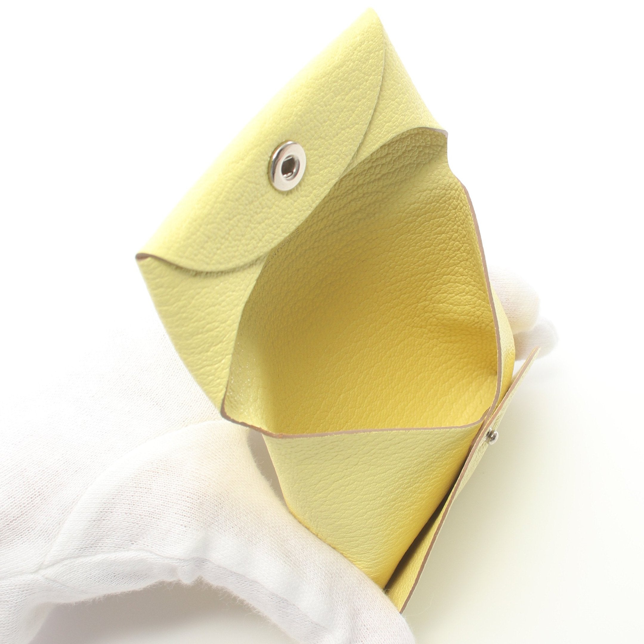 バスティア ライム コインケース シェーブル ライトイエロー シルバー