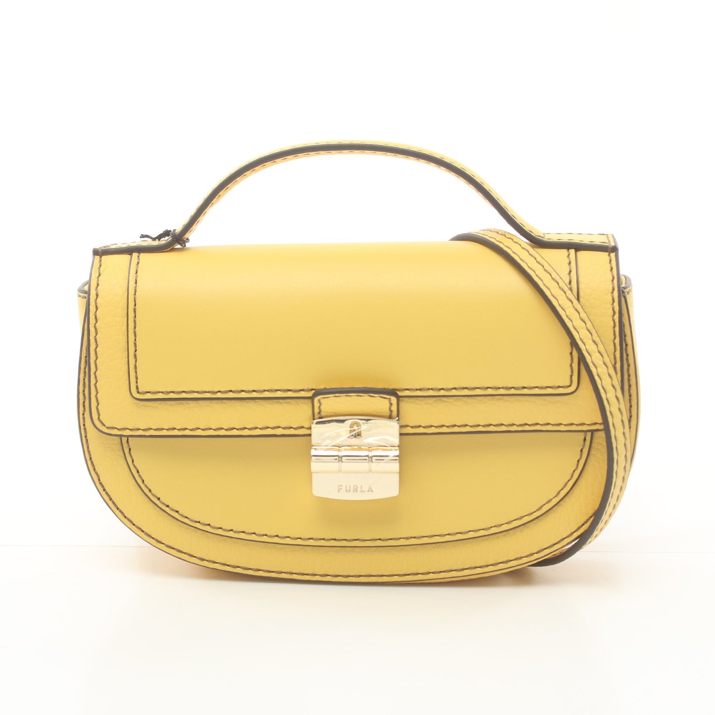 CLUB 2 MINI クラブ ミニ ハンドバッグ レザー イエロー 2WAY フルラ バッグ FURLA