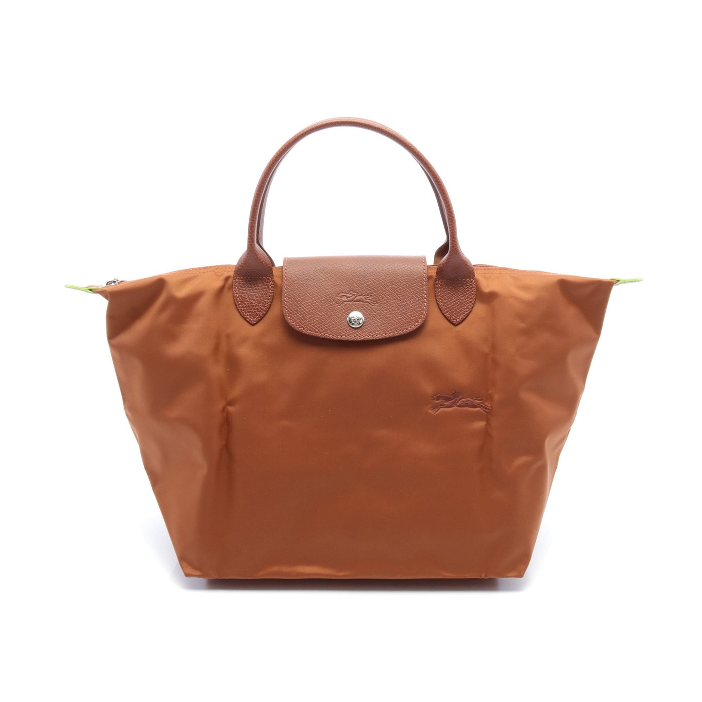 ル プリアージュ グリーン M ハンドバッグ ナイロン レザー ブラウン ロンシャン バッグ LONGCHAMP