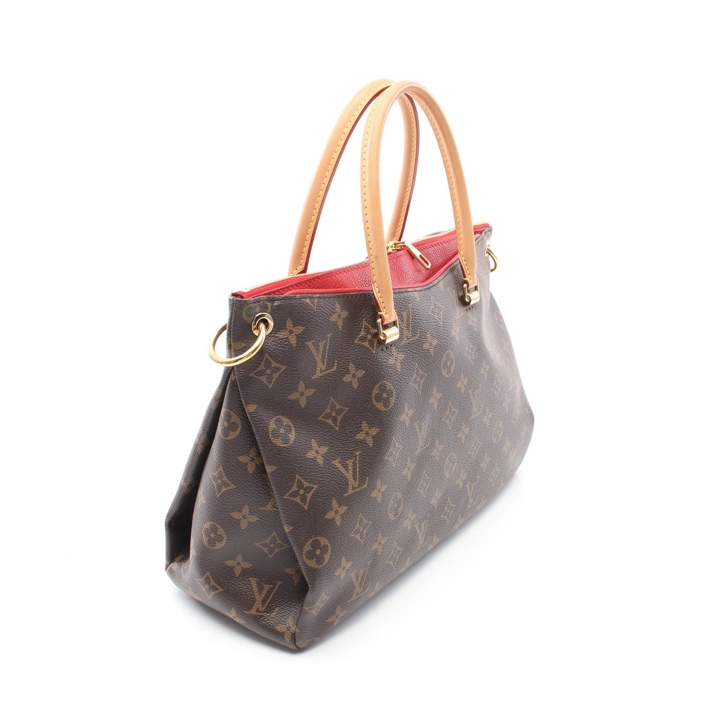 パラス モノグラム スリーズ ハンドバッグ PVC レザー ブラウン レッド 2WAY ルイヴィトン バッグ LOUIS VUITTON