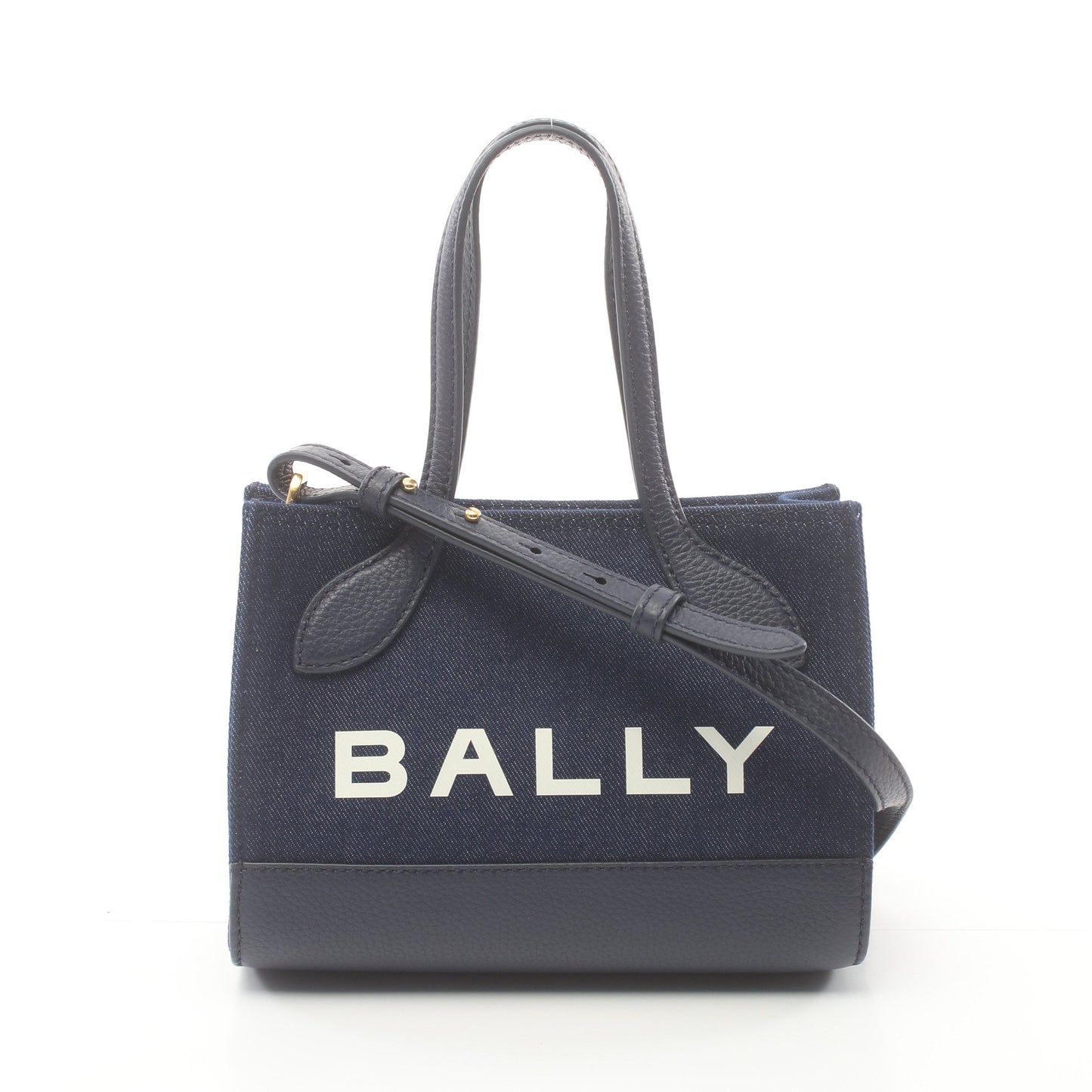 BAR KEEP ON XS ハンドバッグ デニム レザー インディゴブルー ネイビー 2WAY バリー バッグ BALLY