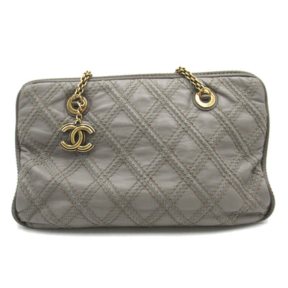 チェーンショルダー ショルダーバッグ レザー グレー ゴールド金具 シャネル バッグ CHANEL