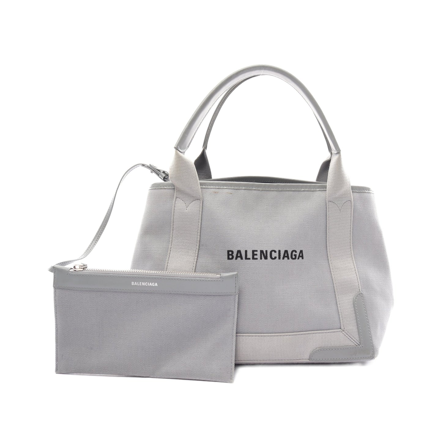 NAVY CABAS S ネイビーカバ ハンドバッグ トートバッグ キャンバス レザー グレー バレンシアガ バッグ BALENCIAGA