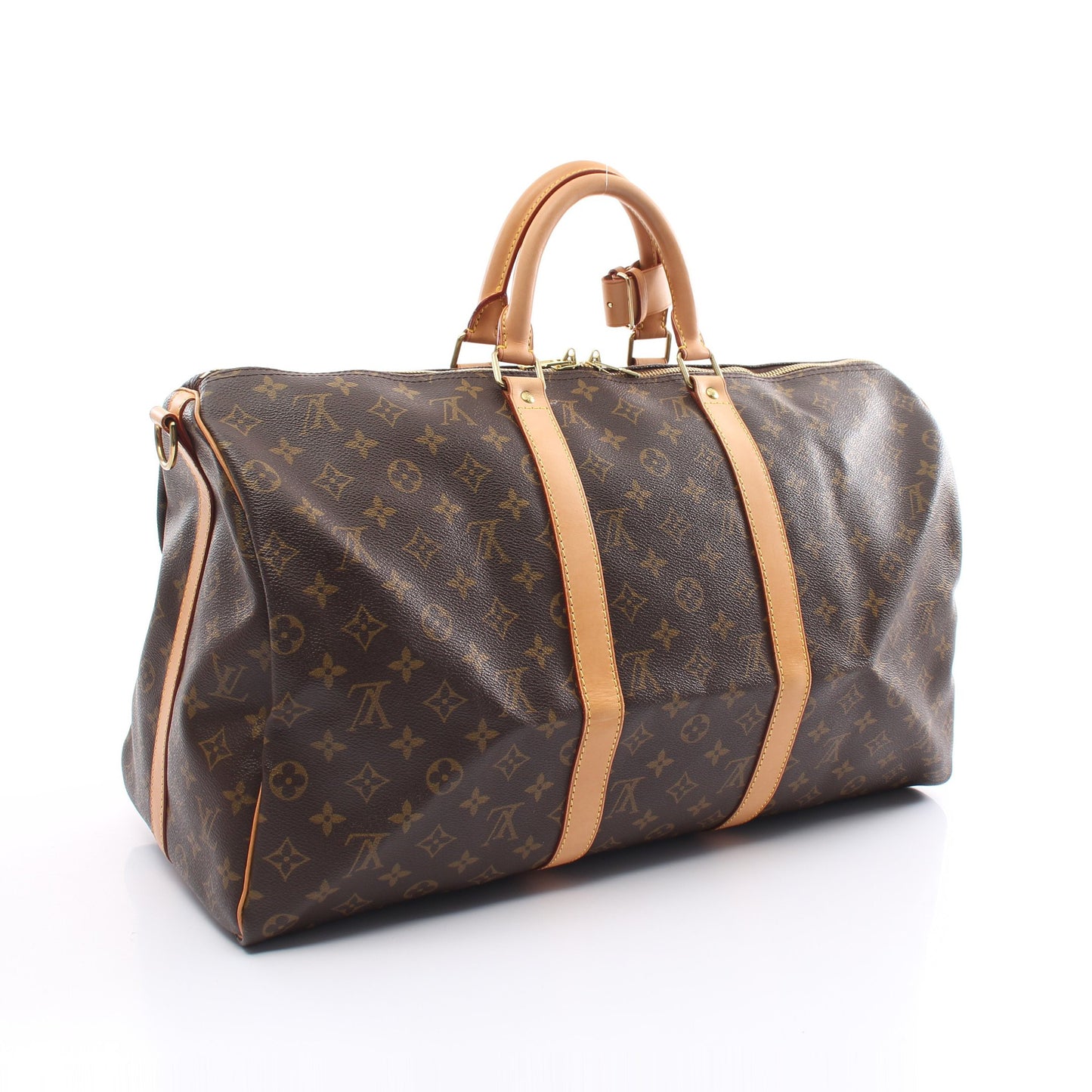 キーポル バンドリエール50 モノグラム ボストンバッグ PVC レザー ブラウン 2WAY ルイヴィトン バッグ LOUIS VUITTON