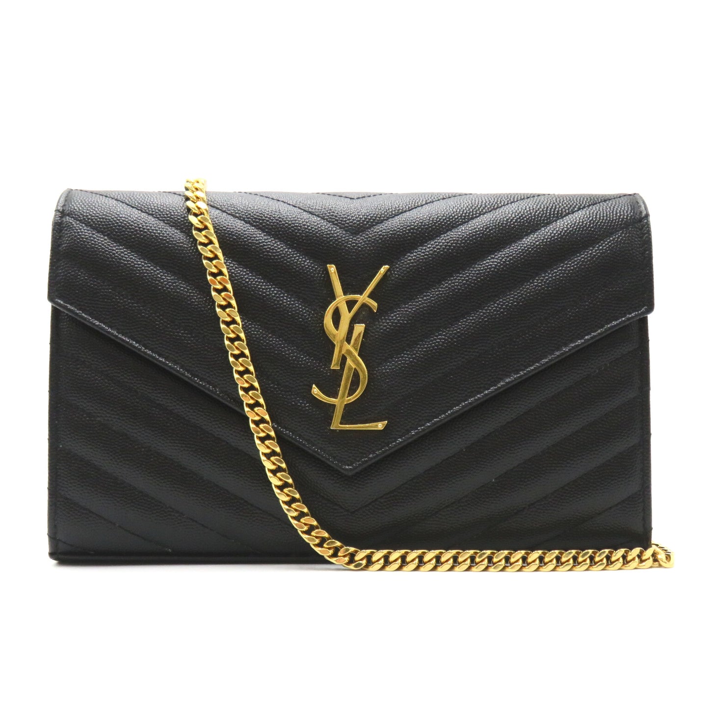 カサンドラ クラシック チェーンウォレット ショルダーバッグ レザー ブラック イヴサンローラン バッグ YVES SAINT LAURENT