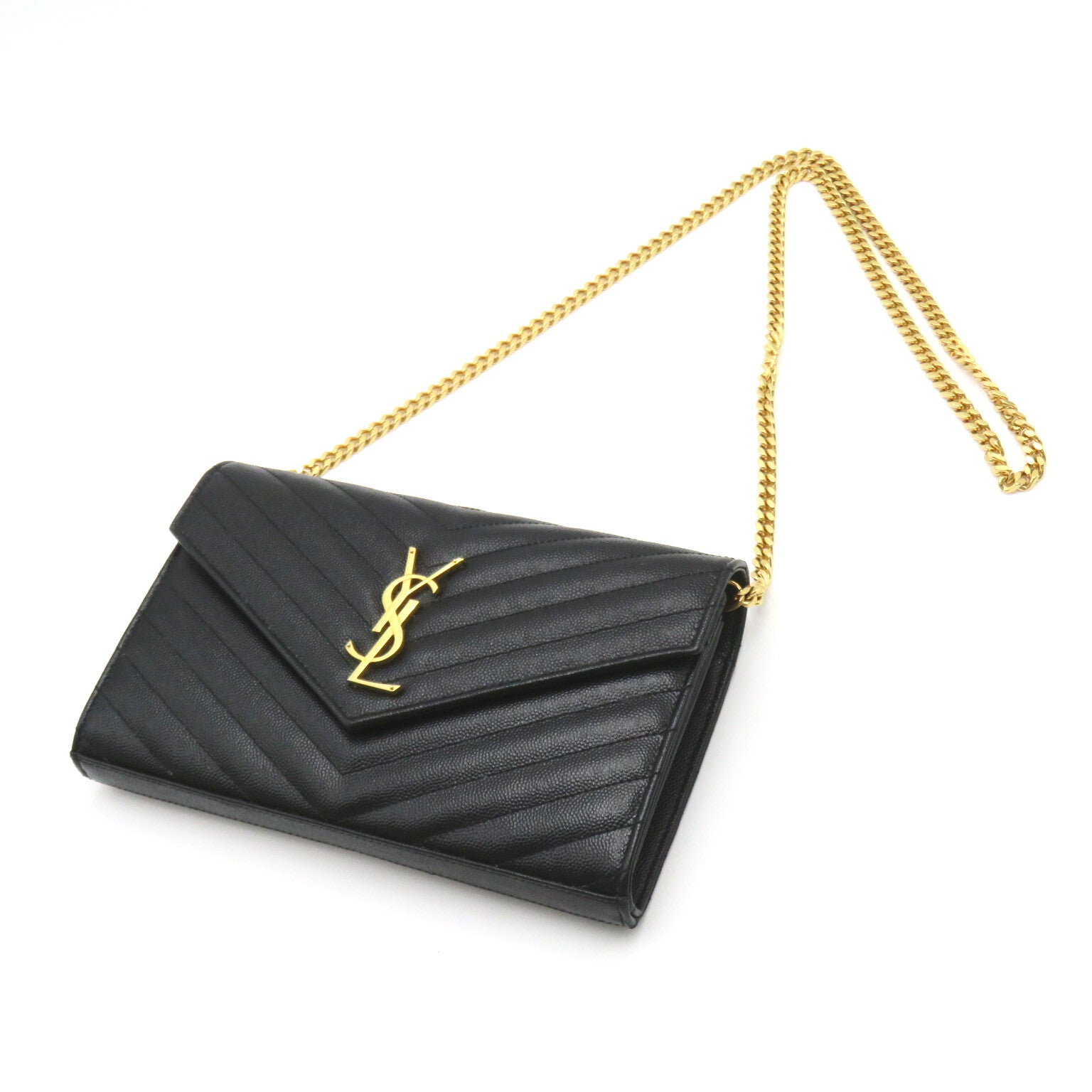 カサンドラ クラシック チェーンウォレット ショルダーバッグ レザー ブラック イヴサンローラン バッグ YVES SAINT LAURENT