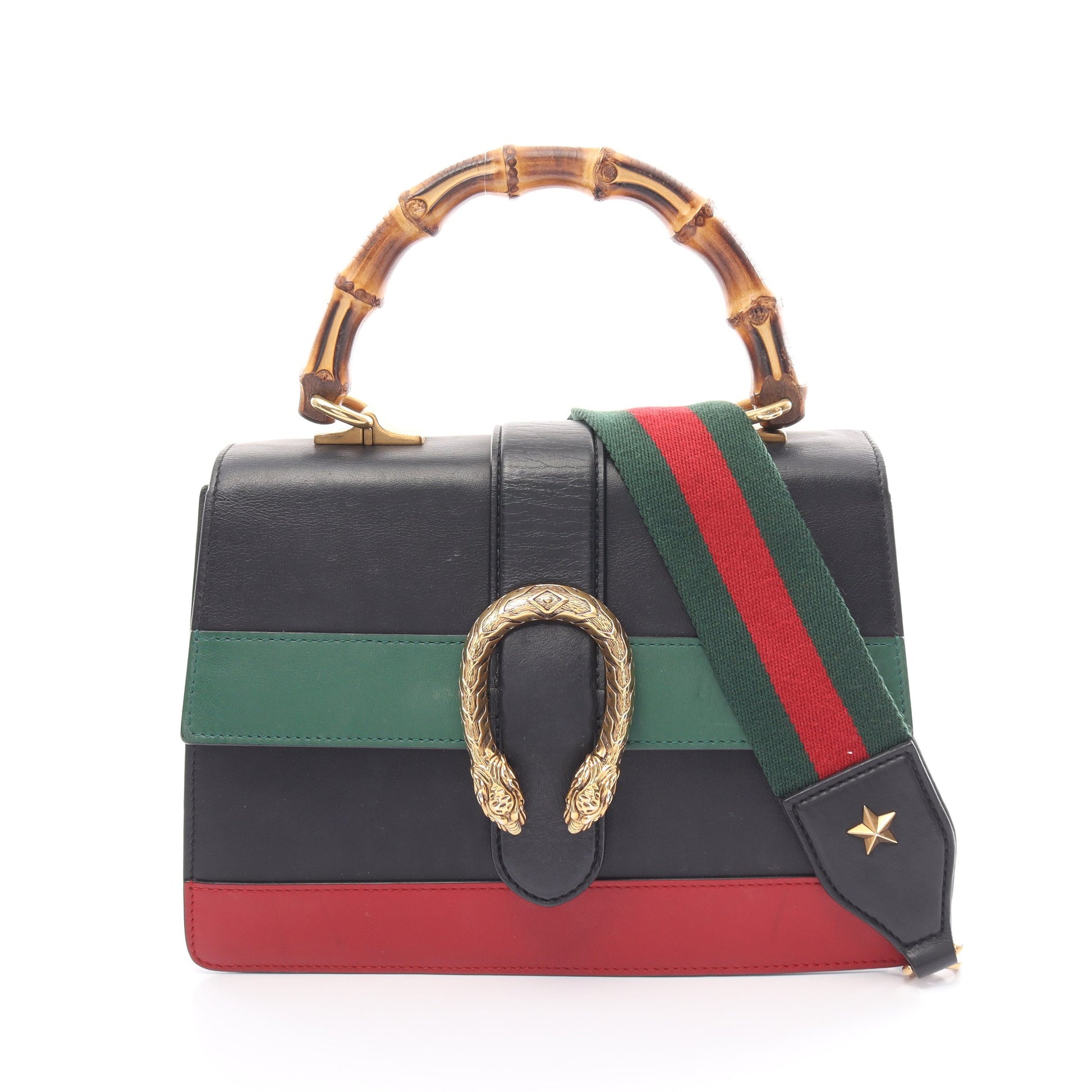 バンブー ディオニュソス ミディアム ハンドバッグ レザー ネイビー マルチカラー 2WAY グッチ バッグ GUCCI