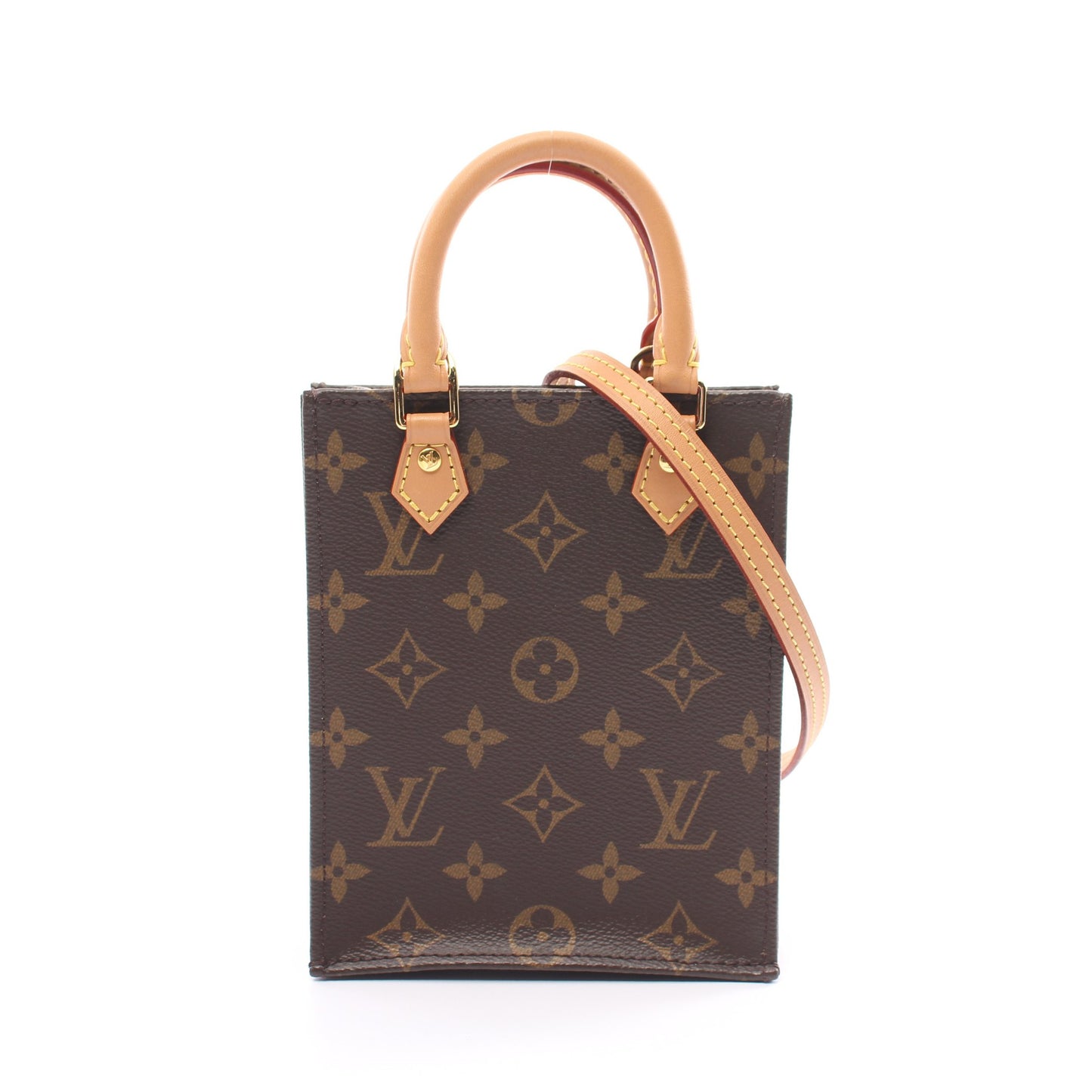 プティット サックプラ モノグラム ハンドバッグ PVC レザー ブラウン 2WAY ルイヴィトン バッグ LOUIS VUITTON