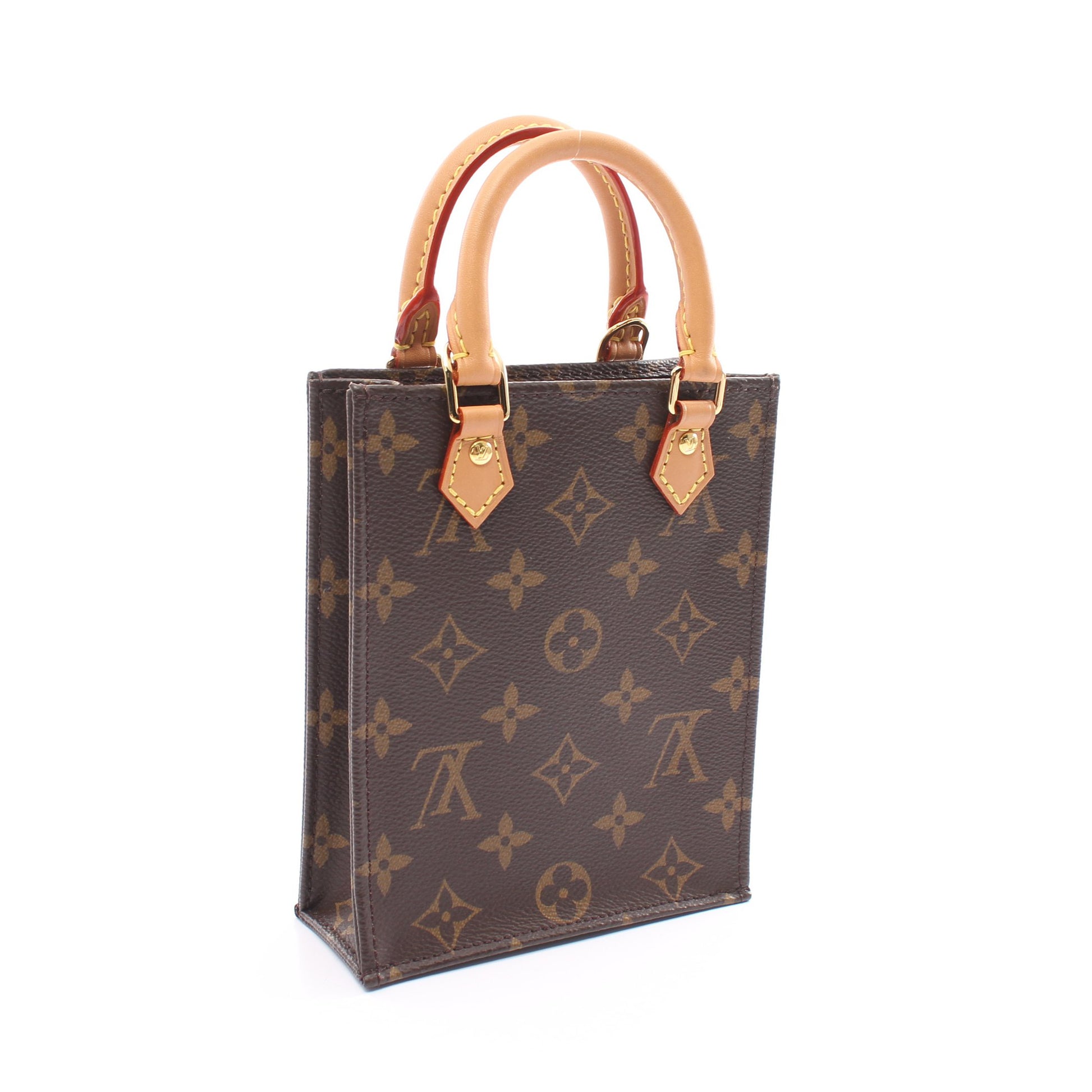 プティット サックプラ モノグラム ハンドバッグ PVC レザー ブラウン 2WAY ルイヴィトン バッグ LOUIS VUITTON