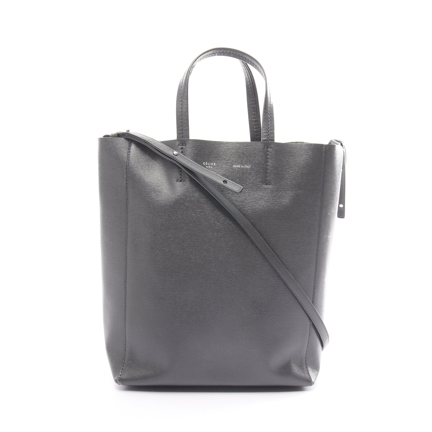 バーティカル スモール カバ ハンドバッグ トートバッグ レザー グレー 2WAY セリーヌ バッグ CELINE