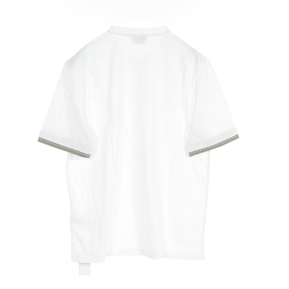 Piqures Sellier Tシャツ クルーネック コットン ホワイト グレー エルメス トップス HERMES