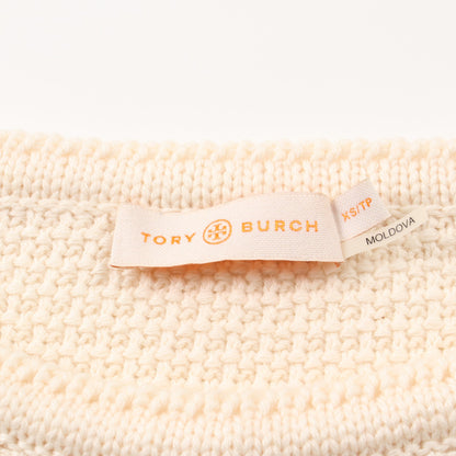 ニット ウール コットン アイボリー マルチカラー 袖フリンジ トリーバーチ トップス TORY BURCH