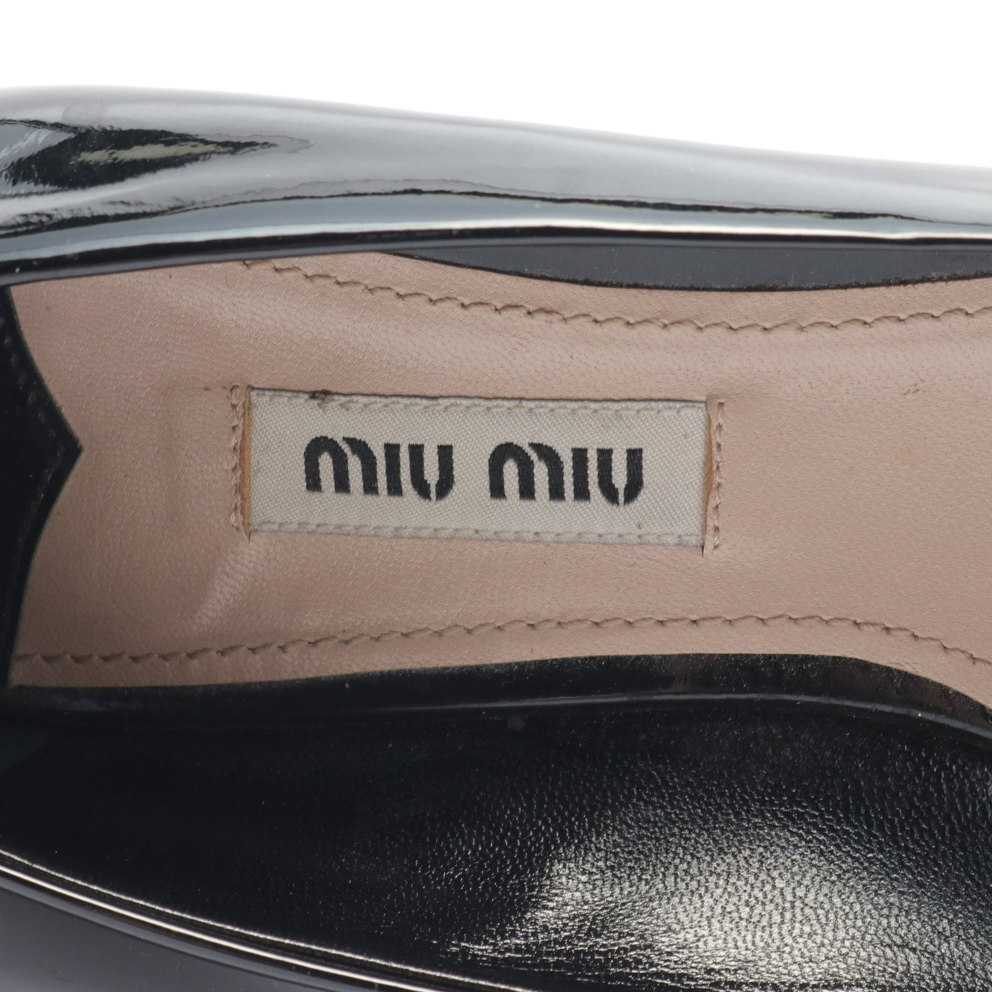 オープントゥ パンプス エナメルレザー ブラック ミュウミュウ シューズ miu miu