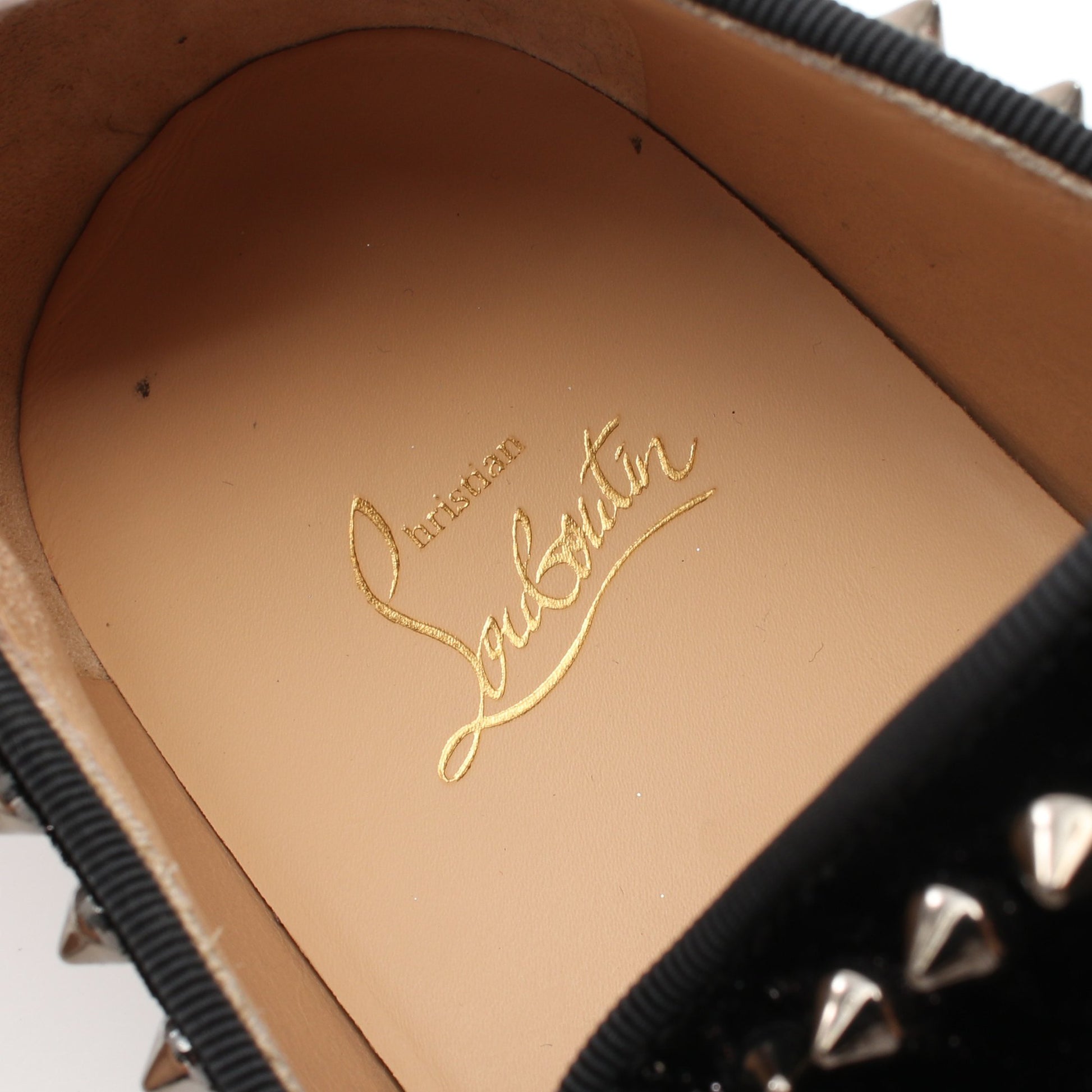 pik boat flat スリッポン スパイクスタッズ ラメ ベロア ブラック クリスチャンルブタン シューズ Christian Louboutin