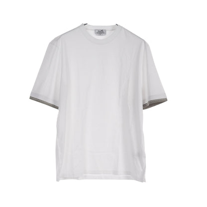 Piqures Sellie Tシャツ クルーネック コットン ホワイト グレー エルメス トップス HERMES