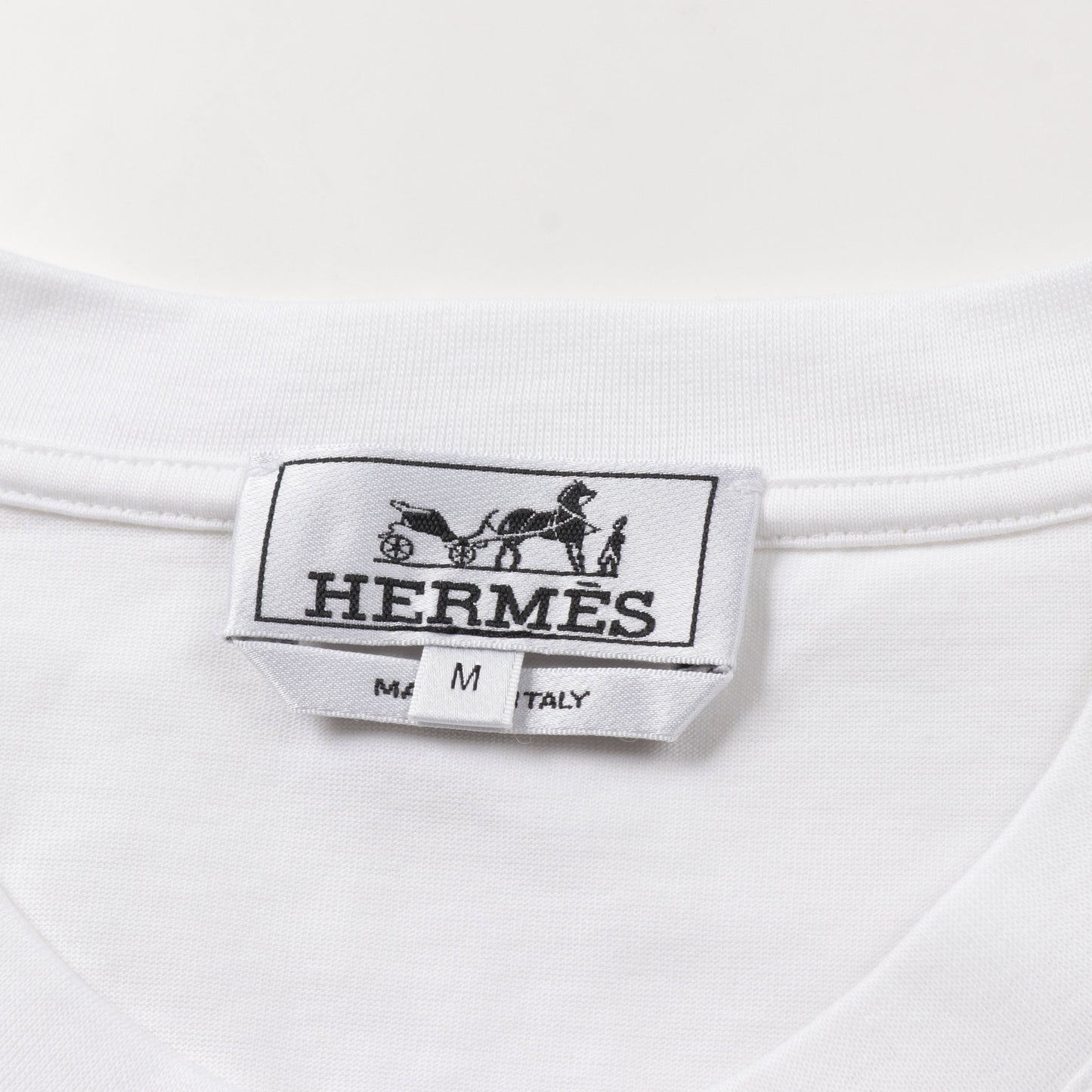 Piqures Sellie Tシャツ クルーネック コットン ホワイト グレー エルメス トップス HERMES