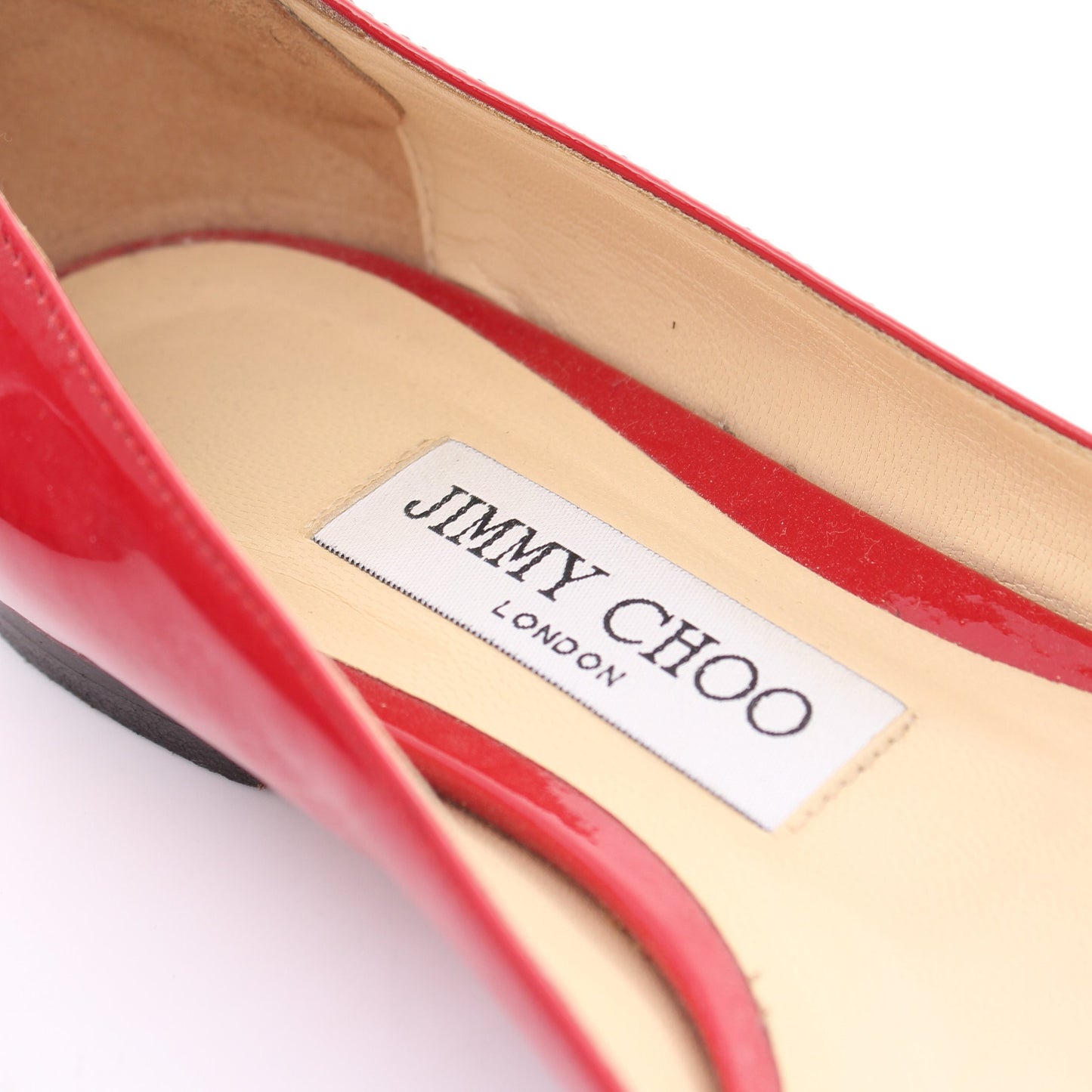 フラットシューズ エナメルレザー レッド ポインテッドトゥ ジミーチュウ シューズ JIMMY CHOO