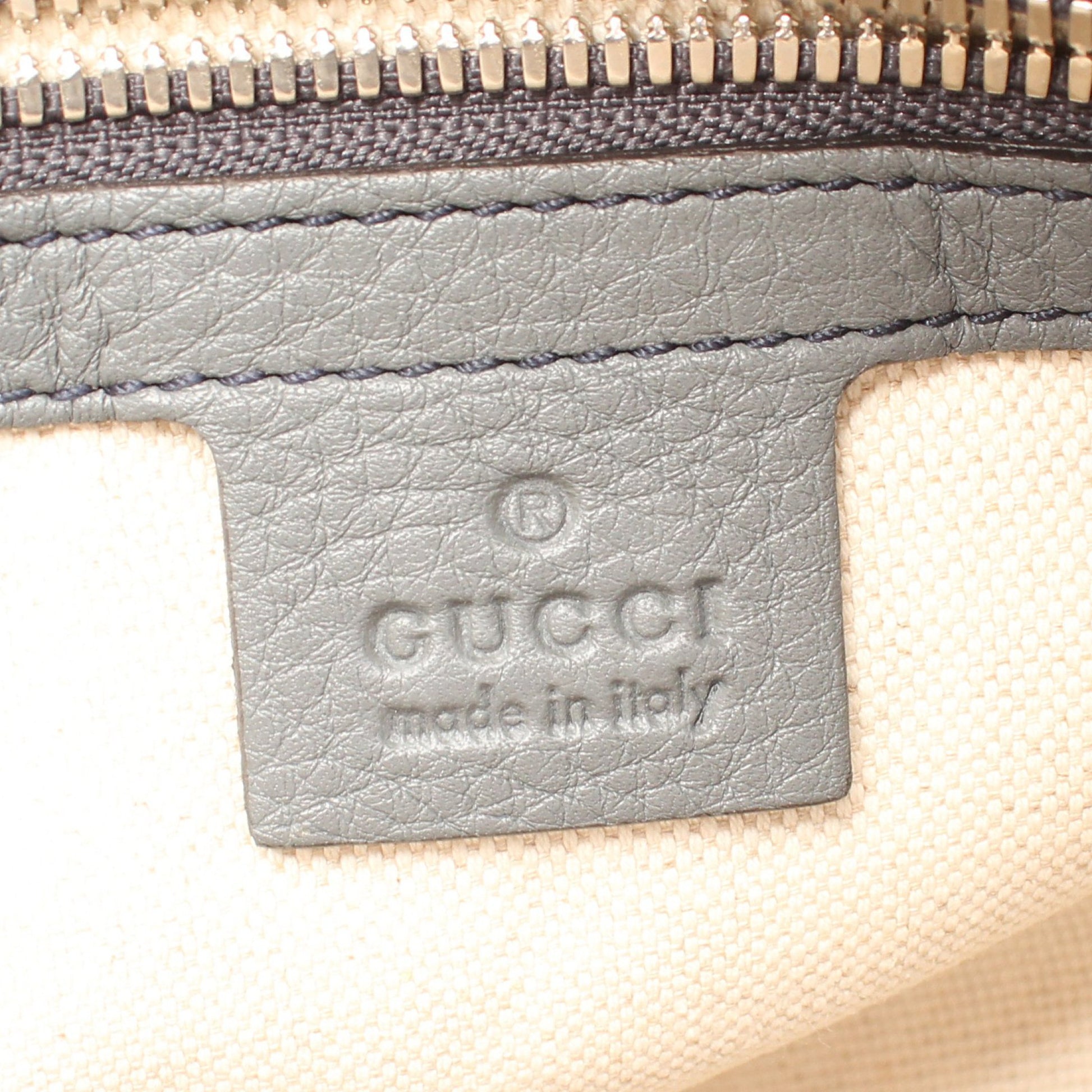 インターロッキングG ショルダーバッグ レザー グレー グッチ バッグ GUCCI