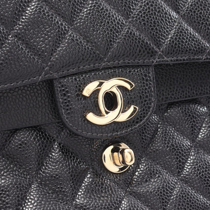 マトラッセ ダブルフラップ チェーンショルダーバッグ キャビアスキン ブラック ゴールド金具 シャネル バッグ CHANEL