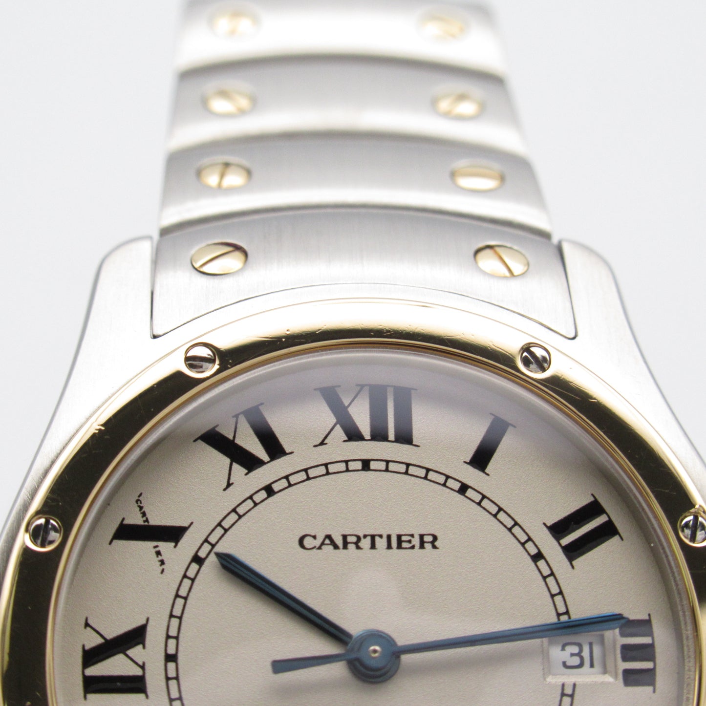 サントスロンドMM レディース 腕時計 クオーツ K18（イエローゴールド） ステンレススチール シルバー カルティエ 時計 Cartier