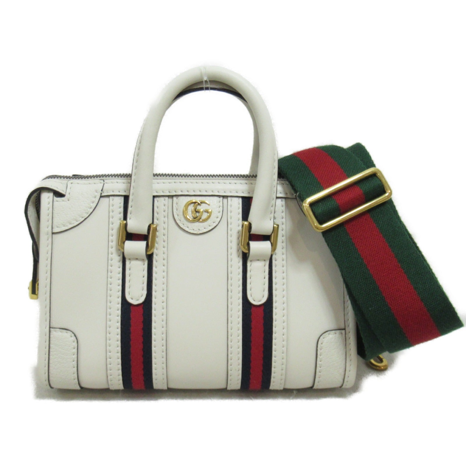 ダブルG付き ミニ トップハンドル 2wayショルダーバッグ ショルダーバッグ レザー ホワイト グッチ バッグ GUCCI