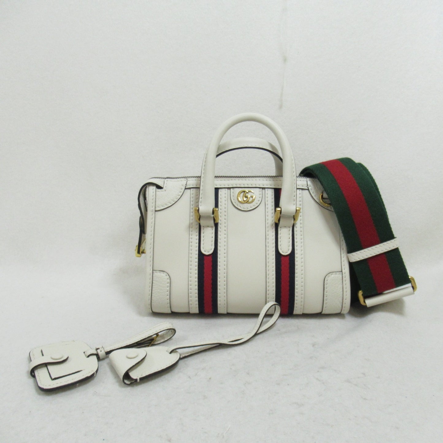 ダブルG付き ミニ トップハンドル 2wayショルダーバッグ ショルダーバッグ レザー ホワイト グッチ バッグ GUCCI