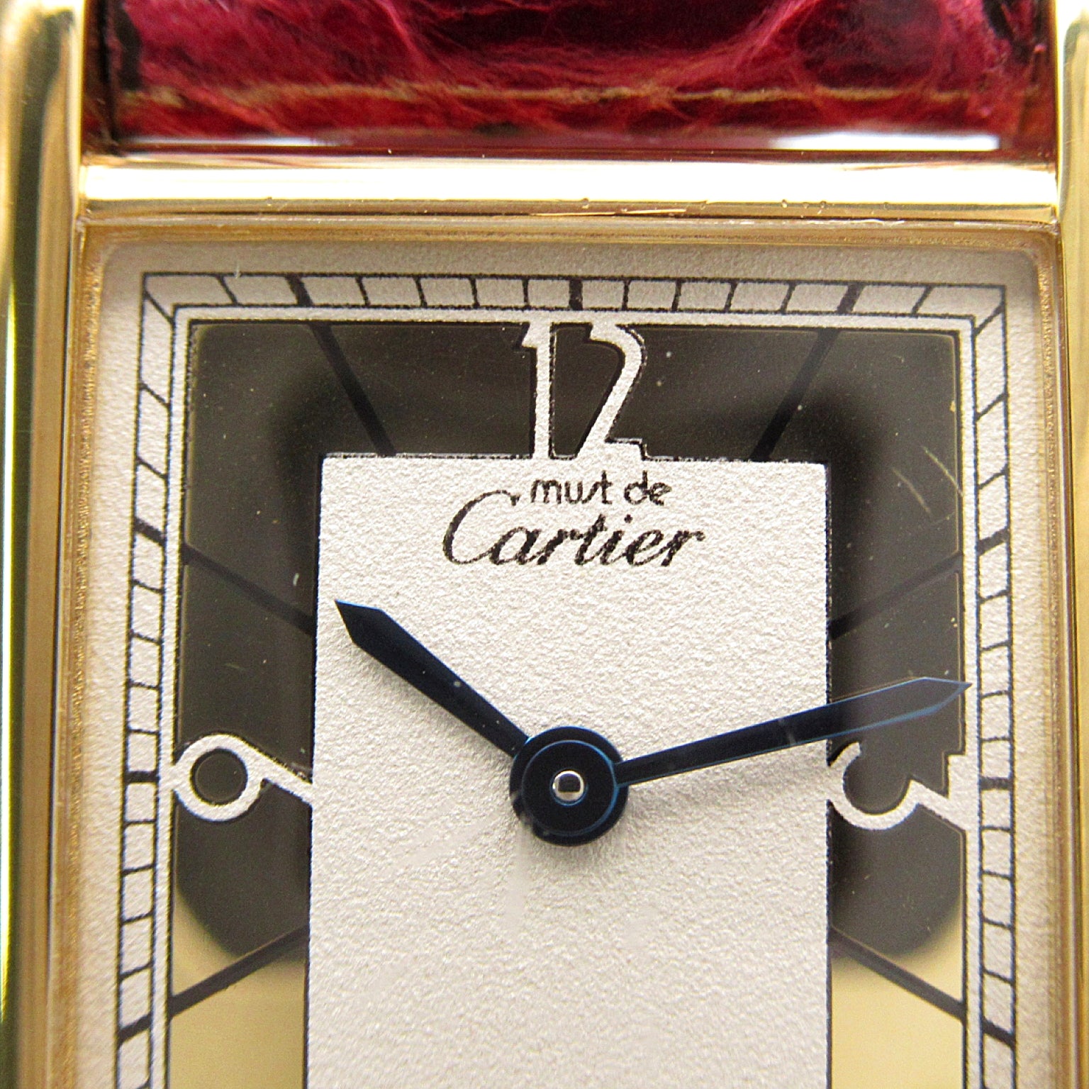 マストタンク レディース 腕時計 クオーツ GP（ゴールドメッキ） レザーベルト 革 アイボリー カルティエ 時計 Cartier