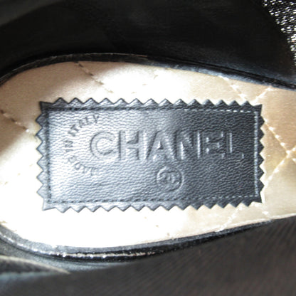 パンプス パンプス キャンバス ブラック シャネル シューズ CHANEL