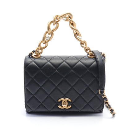 マトラッセ チェーンショルダーバッグ レザー ブラック ゴールド金具 2WAY シャネル バッグ CHANEL