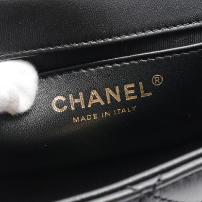 マトラッセ チェーンショルダーバッグ ラムスキン ブラック シルバー金具 シャネル バッグ CHANEL