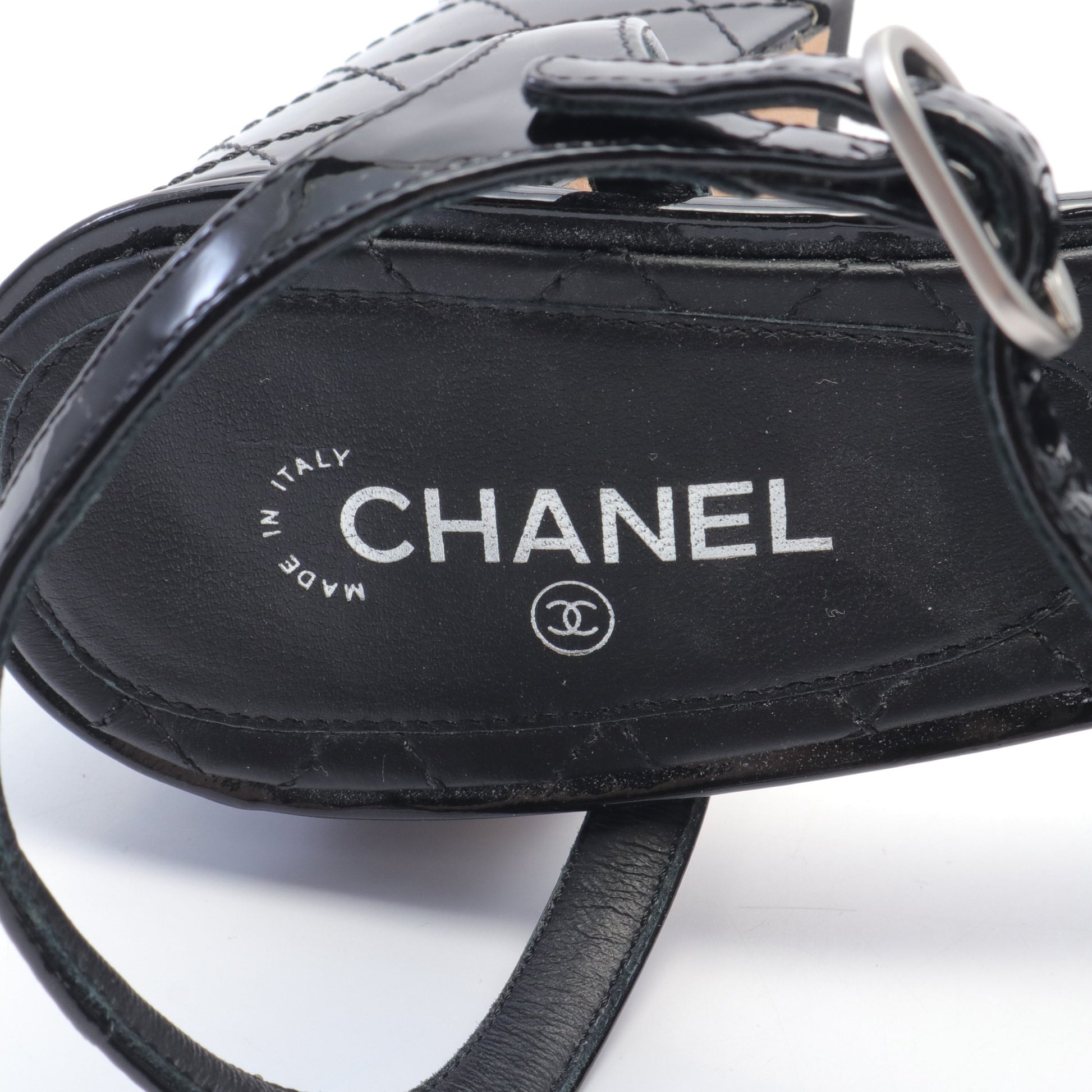 ココマーク サンダル エナメルレザー ブラック シャネル シューズ CHANEL