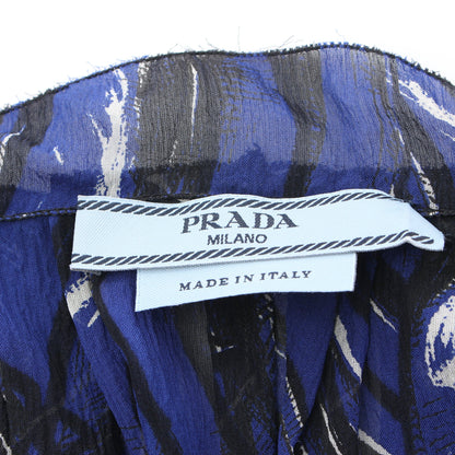 チュニック シルク ブルー ブラック プラダ トップス PRADA